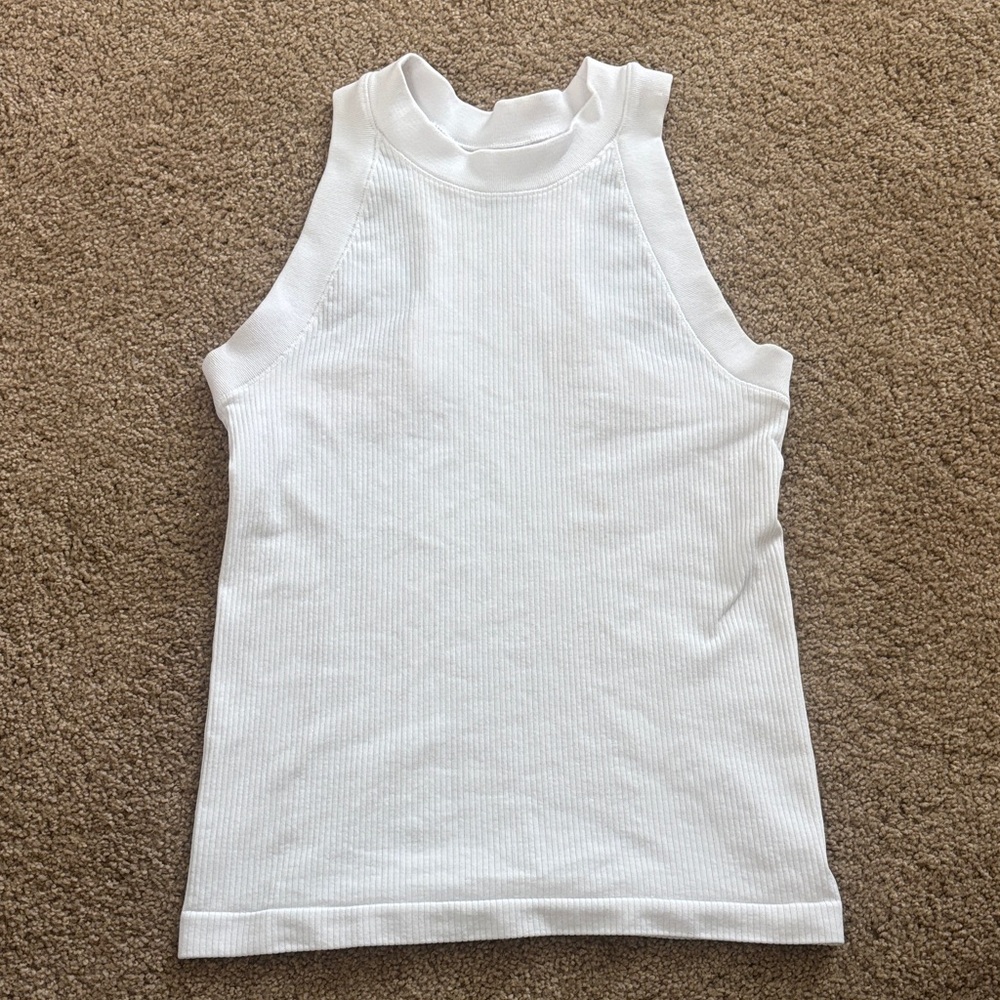 White Athleta Sleeveless Ribbed Top